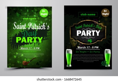 St. Patrick s Day poster set Vector illustration