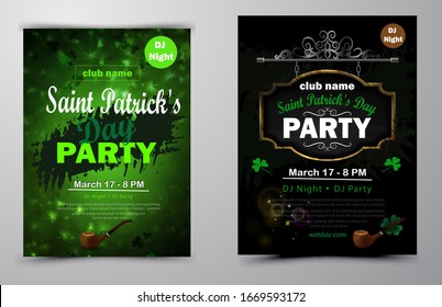 St. Patrick s Day poster set Vector illustration
