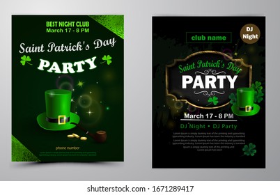 St. Patrick s Day poster set Vector illustration