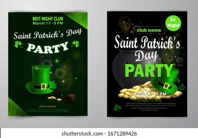 St. Patrick s Day poster set Vector illustration