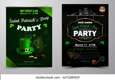 St. Patrick s Day poster set Vector illustration