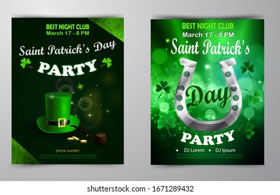 St. Patrick s Day poster set Vector illustration