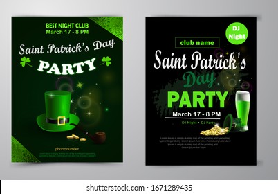 St. Patrick s Day poster set Vector illustration