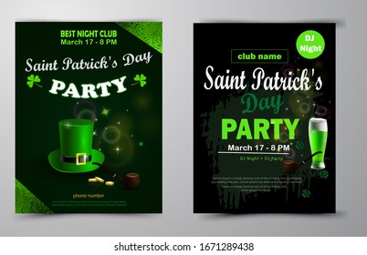 St. Patrick s Day poster set Vector illustration