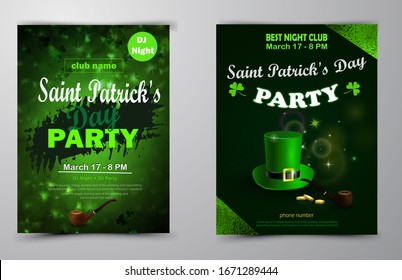 St. Patrick s Day poster set Vector illustration