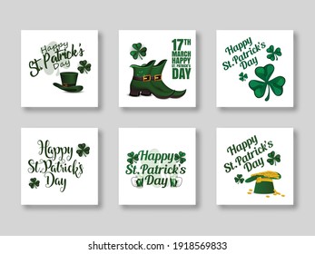 St. Patrick s Day poster set Vector illustration, Calligraphic Lettering Happy St Patricks Day. Vector Illustration. Vector illustration EPS10