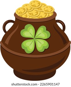 St Patrick s Day pot full of gold coins
