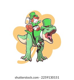 st patrick saurus vector illustration t shirt design