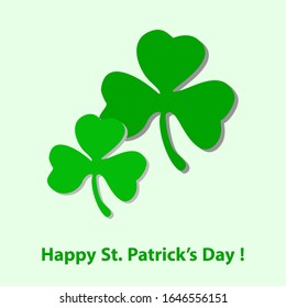St. Patrick shamrock with green text. Illustration of Vector