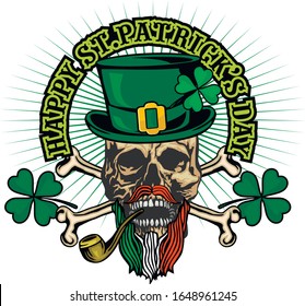 st. Patrick skull, grunge vintage design t shirts