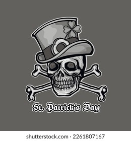 st. Patrick skull, grunge vintage design t shirts