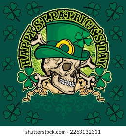 st. Patrick skull, grunge vintage design t shirts