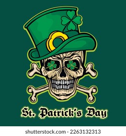 st. Patrick skull, grunge vintage design t shirts