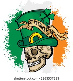 st. Patrick skull, grunge vintage design t shirts