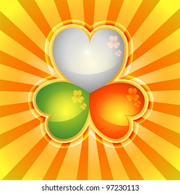 St. Patrick theme as a background made of clover shamrock leaf colored as Irish flag