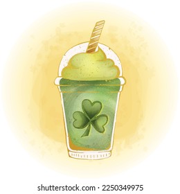 St Patrick Themed Coffee Drink Watercolor Graphics 03