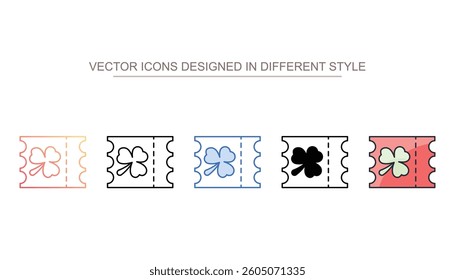 St Patrick Ticket icon design with white background stock illustration