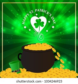 St Patrick typogrpahic with green background and coins 