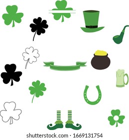 St Patrick vector bundle, shamrock vectors