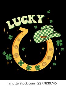 St patrick western howdy lucky horseshoe t-shirt design