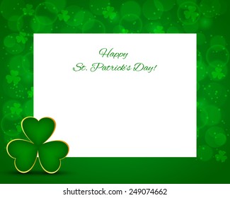 St Patrick's background with card and shamrock