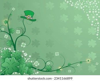 St. Patrick's background with clover, hat and flower