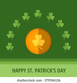 St. Patrick's background with gold coin. Eps 10
