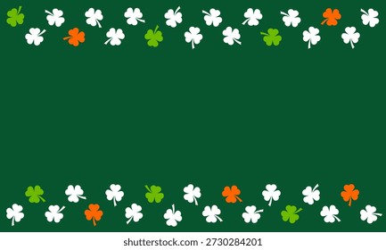 Marco en blanco de San Patricio, borde de Anuncio o Plantilla de tarjeta postal de vacaciones, fondo verde