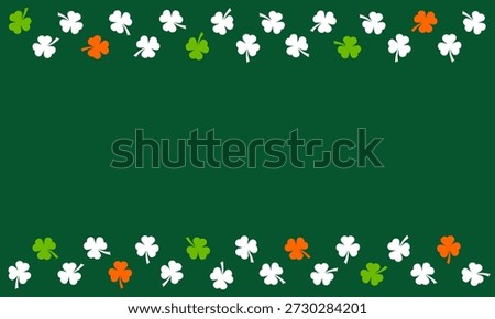 st. patrick's blank frame, banner border or holiday post card template, green background