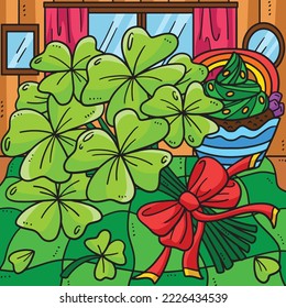 St. Patricks Bundle of Shamrocks Colored Cartoon