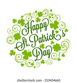 St. Patrick's card with clover and typography for your design