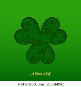 St. Patrick's card with silhouette clover and cute pattern 