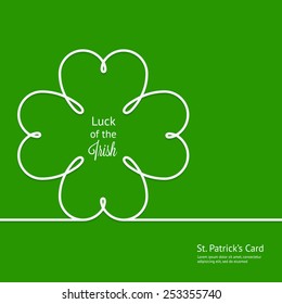 St. Patrick's card with silhouette clover and Luck of the Irish phrase