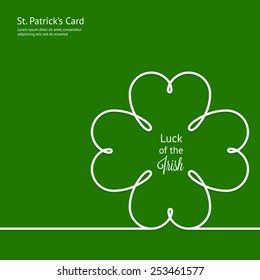 St. Patrick's Card With Silhouette Clover And Luck Of The Irish Phrase