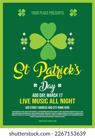 st Patrick's celebration party poster flyer or social media post design