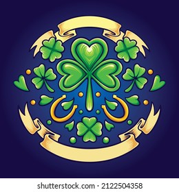 St patricks clover day with vintage vector illustrations for your work logo, merchandise t-shirt, stickers and label designs, poster, greeting cards advertising business company or brands