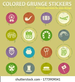St Patricks colored grunge icons with sweats glue for design web and mobile applications