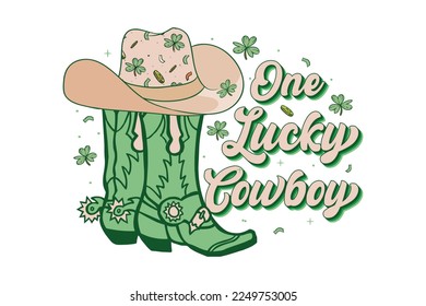 St. Patrick's Cowboy Sublimation vector t-shirt design Cowboy hat boots vector