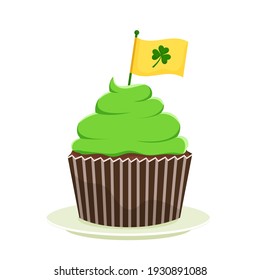 Pastel de San Patricio, una ilustración vectorial de un postre de caricatura plana aislada en un fondo blanco. Feliz Día de San Patricio.