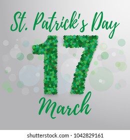 St. Patrick's Day 17 march greeting. Vector illustration