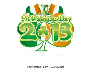 St Patricks Day 2013 Shamrock Graphic, editable vector.