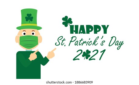 St. Patrick's Day 2021 greeting card. Vector illustration.