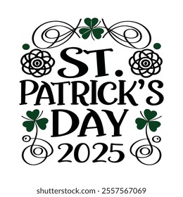 St. Patrick's Day 2025 Typography Vector with Celtic Knot Patterns and Shamrocks

Keywords language: English