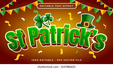 st patrick's day 3d text effect and editable text effect whit st patrick's day element