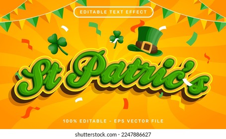 st patrick's day 3d text effect and editable text effect whit st patrick's day element