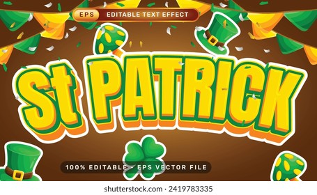 st patrick's day 3d text effect and editable text effect whit st patrick's day element