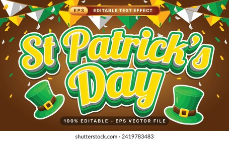 st patrick's day 3d text effect and editable text effect whit st patrick's day element