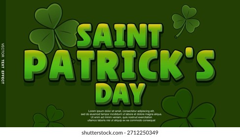 Efeito de texto 3d do dia de St Patricks