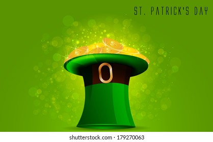 St. Patrick's Day abstract hat loaded with gold shiny coins