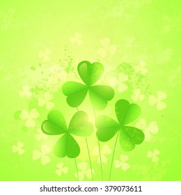 St. Patrick's Day abstract shiny Background with shamrock leaves. EPS 10